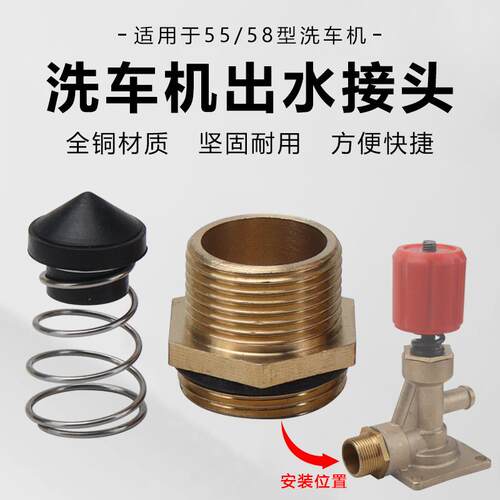 高压清洗机出水管接头55/58/40型洗车机压头压力调压阀出水口接头