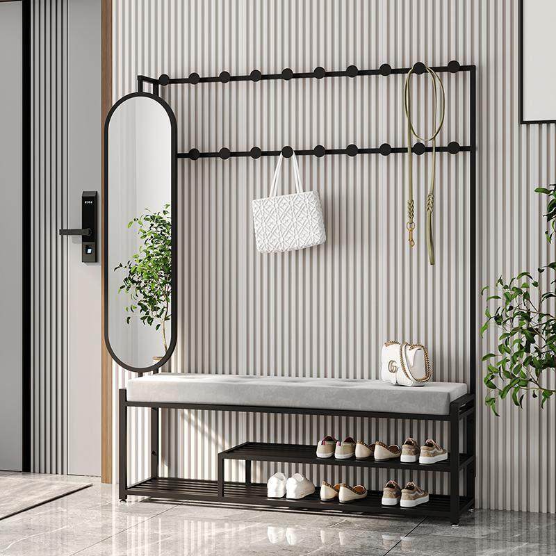 轻奢换鞋凳衣帽架带镜子旋转家用鞋柜挂衣架一体架多功能软包鞋凳,住宅家具,换鞋凳,淘宝优惠券,粉丝福利购,淘宝优惠卷