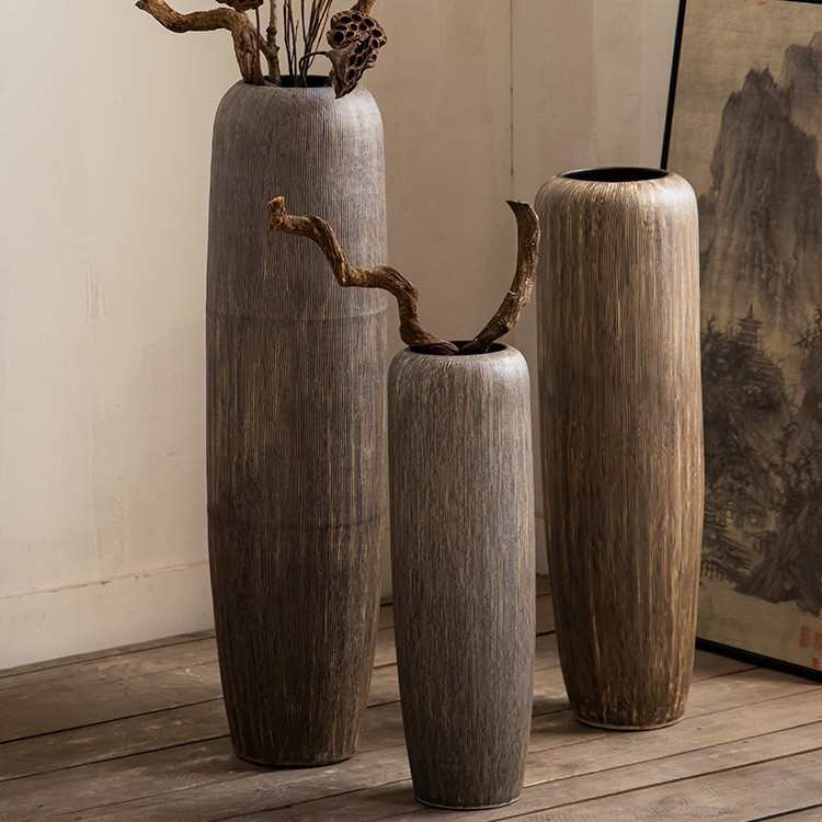 景德镇陶瓷落地摆件中式复古龙柳花瓶客厅电视柜大号插干花装饰品