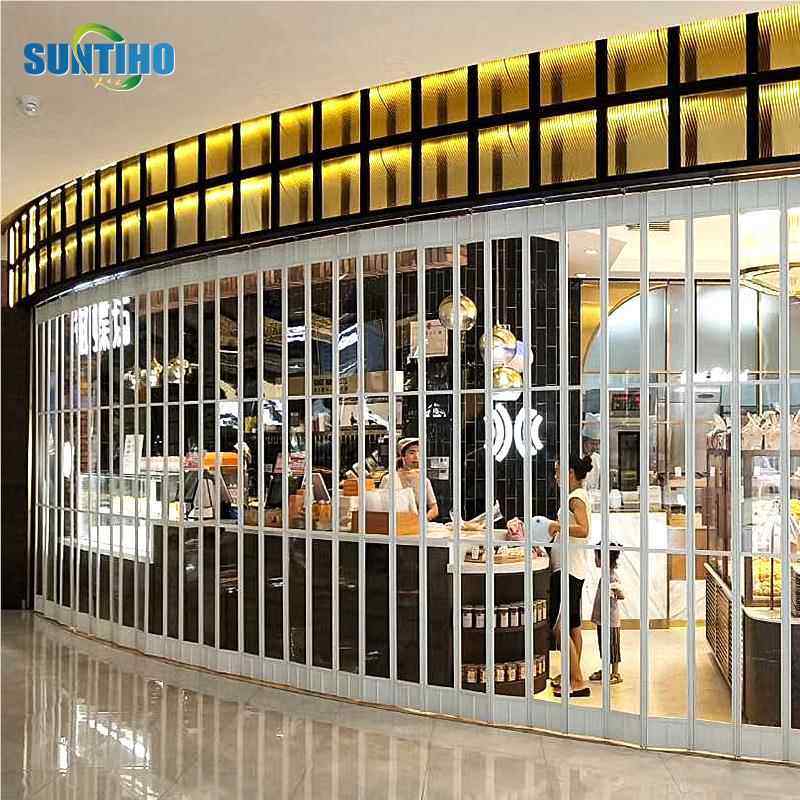 室内商场叠门带电门机防盗侧拉VYD门铝合金折室外透庭院明推拉门