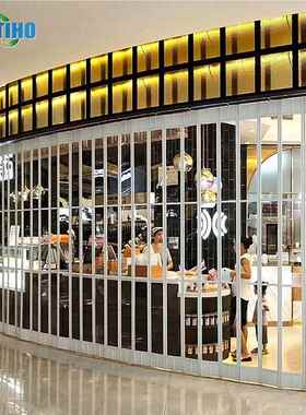 室内商场叠门带电门机防盗侧拉VYD门铝合金折室外透庭院明推拉门