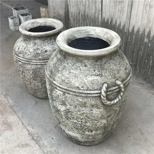 厂销创意北欧风格酒坛形状水泥花盆美陈组合花园户外园林摆设037