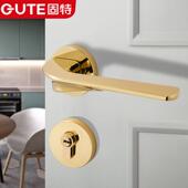 固特轻奢现代门锁室内卧室房门锁实木分体门锁具简约金色静音门锁