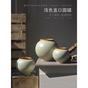 民宿卧室样板间桌面装 饰陶瓷花瓶月亮陶罐花盆插花水培鲜花种植盆