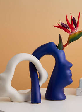 艺术摆件家居饰品治愈小物件现代简约创意陶瓷花瓶卧室客厅装饰品