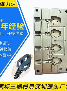 国标三插模具AC电源线插头模具线材线束立式注塑包胶模具工厂制作
