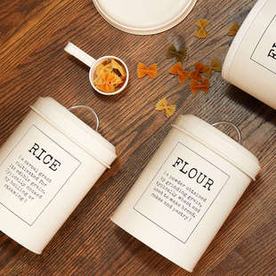 0J0 复古风米桶5斤带密封圈防潮好送米勺圆形小号米桶2.5 欧式