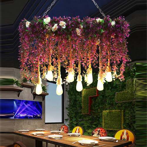 创意台植物灯个性麻酒吧吧清吧餐厅花店复古绳灯工业风植物吊灯仿