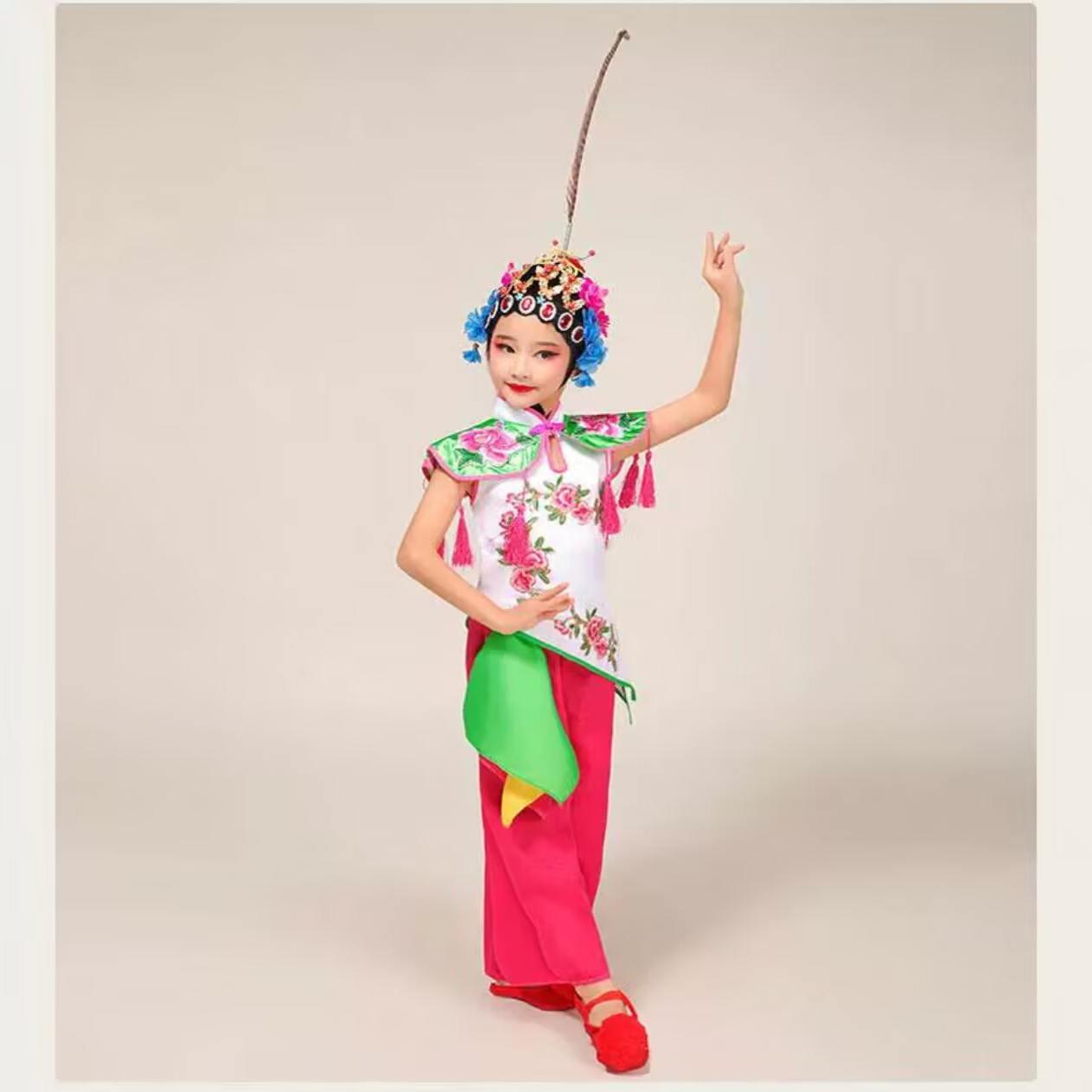 儿童俏花旦演出服民族风舞蹈服古典舞秧歌服京剧小花旦戏曲表演服