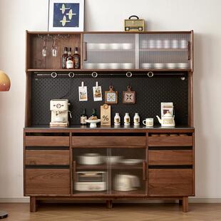 黑胡桃实木餐边柜现代简约樱桃木原木客厅餐厅储物收纳多功能高柜