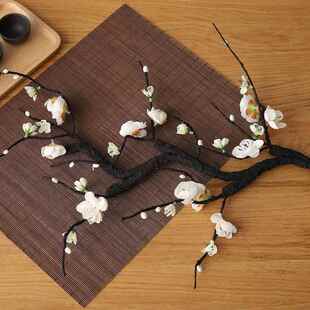 花桃花树梅假绢花电视柜客厅中式CTJ禅意腊梅陶瓷花瓶摆放花花艺