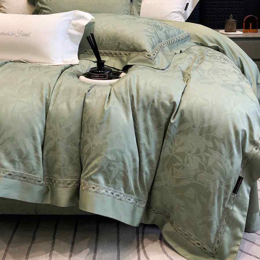 天丝棉提花四件套春夏床上用品被套床单高档轻奢别墅乔迁礼4件套