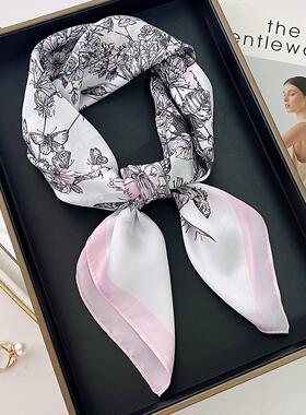 Striped small square scarf women