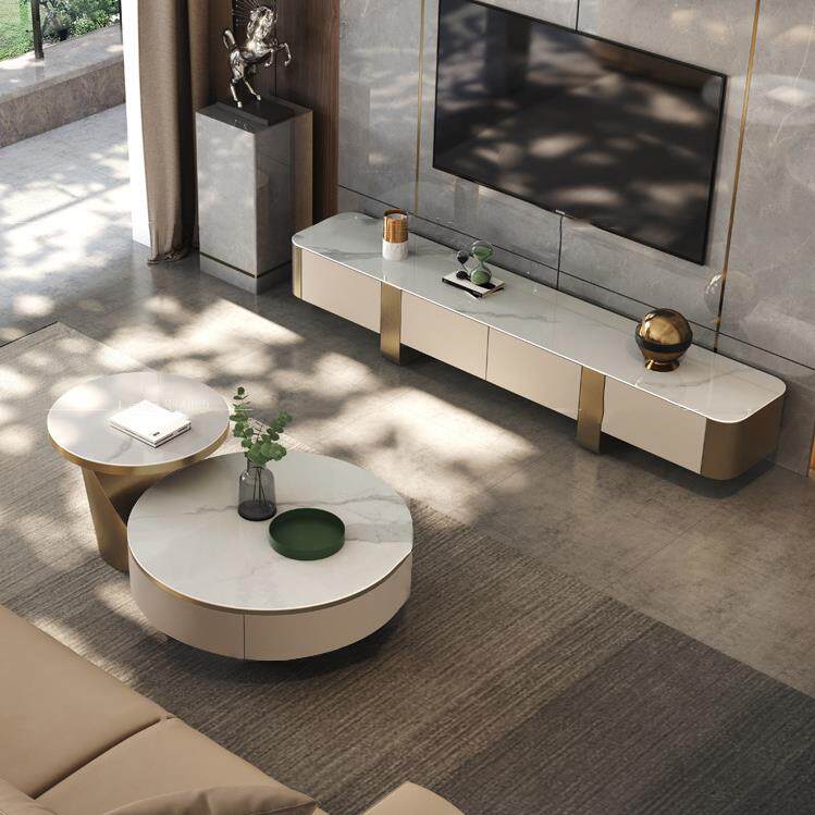 意式轻奢岩板电视柜茶几组合家用小户型极简现代简约客厅高端烤漆
