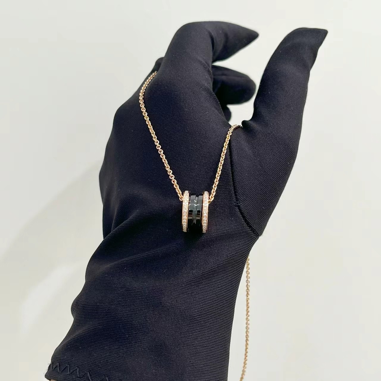 【公价5.99万】99新宝格丽18K玫瑰金黑陶原钻项链正品二手