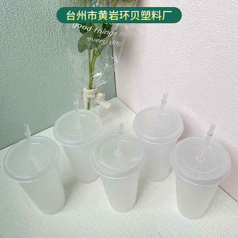 厂家直供透明pp轻盈小巧塑料吸管杯500ml 700ml便携塑料杯