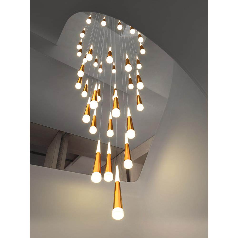 楼梯吊灯QY-6739现代约别简墅挑高色客厅灯创具金意餐厅旋转复式