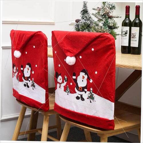 Christmas holiday party table chair cover Christmas hat