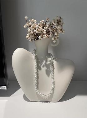 高级感摆件艺术创意美人肩陶瓷花瓶电视机柜客厅小众设计感摆件