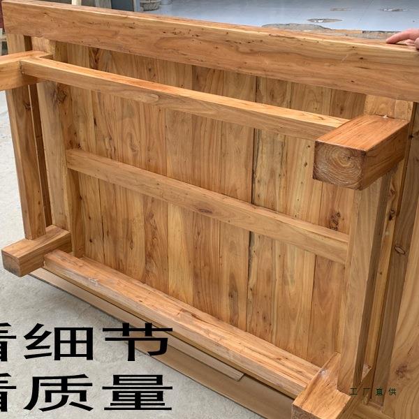 全实木床悬浮床榻榻无头床床现代简米老榆木地台床架硬板约架985