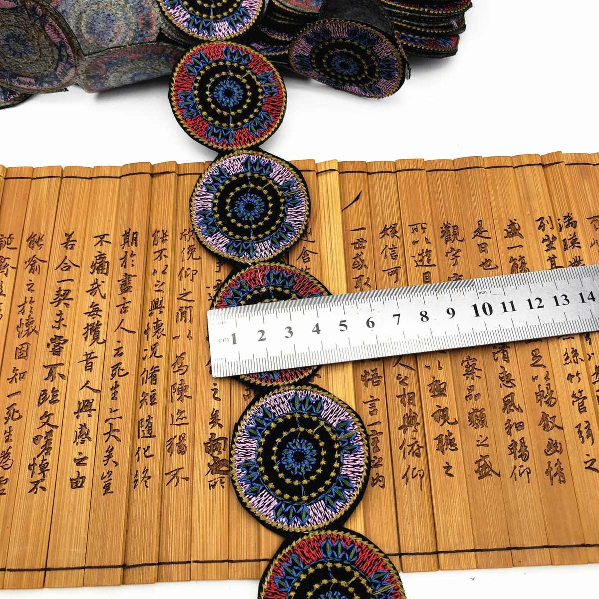 厂家新款 圆圈彩色刺绣花边 复古民族风条码 包包服装辅料绣花