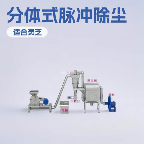 分体式脉冲除尘粉碎机不锈钢灵芝人参香菇磨粉机带水冷装置