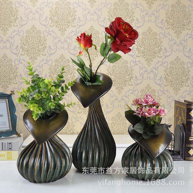 直销创意家居套三花瓶摆件树脂工艺品客厅卧室装饰摆设