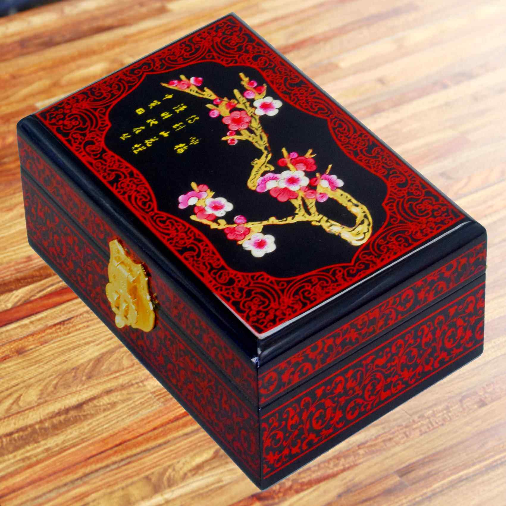 新款新娘婚陪嫁三金提亲礼订平婚礼金回礼送闺蜜彩红色木质遥首结