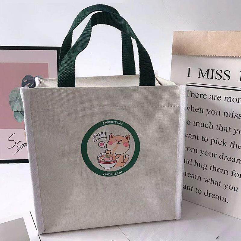 饭盒袋手提袋小学生上班族大绝缘米袋方形大容量帆布饭袋