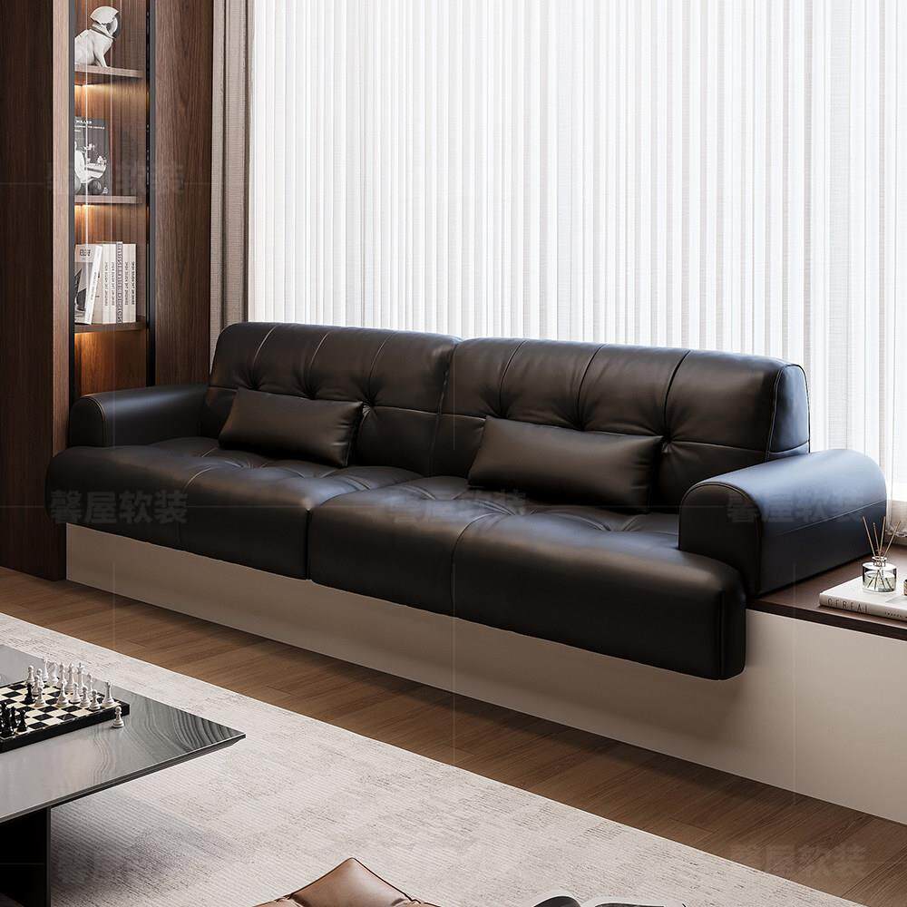 意式极简直排真皮飘窗沙发定制飘窗垫窗台垫卧室改造沙发小户型