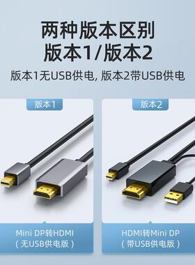 minidp转hdmi线雷电2小迷你dp转hdmi线4k高清 minidptohdmi转接线