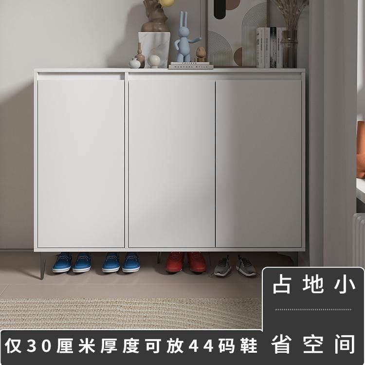 现代简约风白色玄关柜大容量家用鞋柜 可调节层板楼道落地款经济
