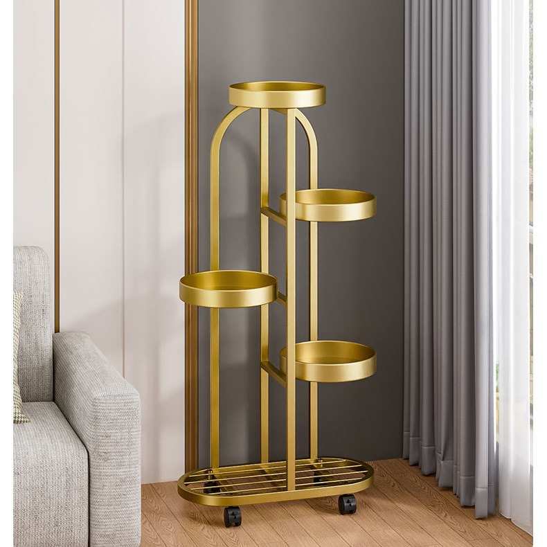 花架子客厅落地式可移动花架带轮铁艺花盆阳台置物架轻奢新款2024