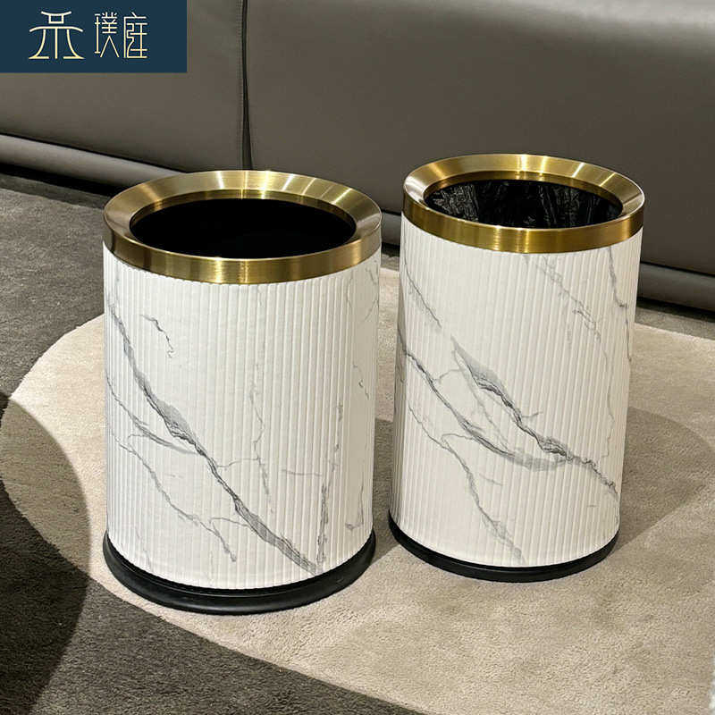 酒店颜垃圾桶所客厅值皮革家用国风高会创意大容量卫生间高档卧室
