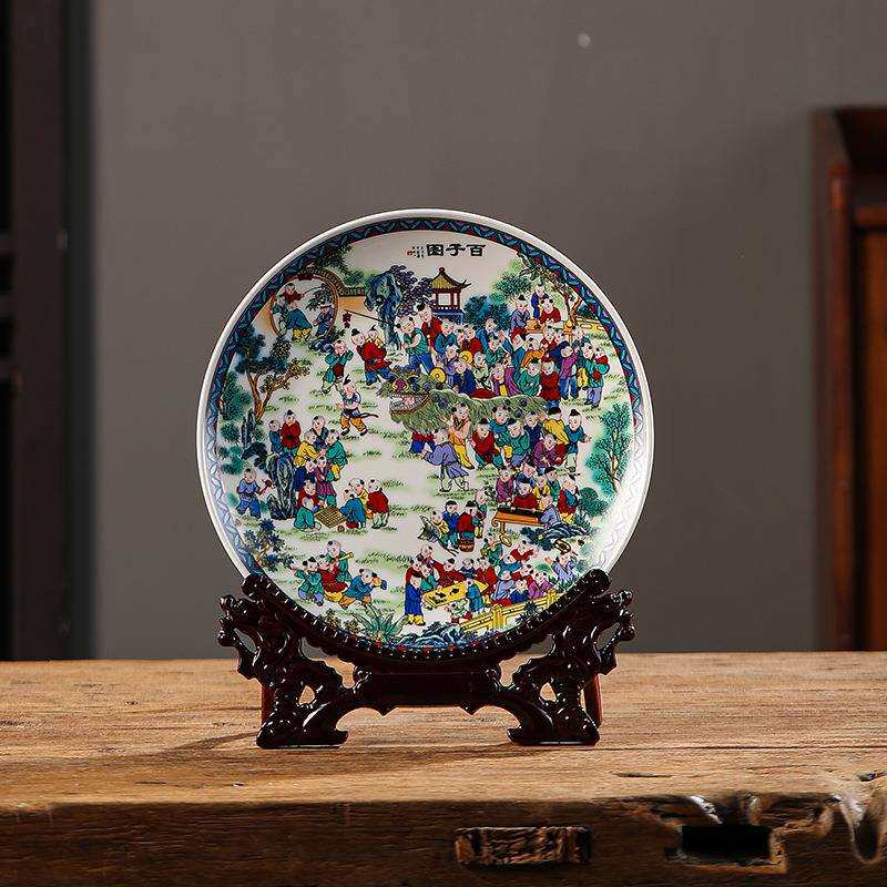 陶瓷花卉花纹装饰挂盘圆形装饰画 盘子墙画 照片盘子壁挂盘