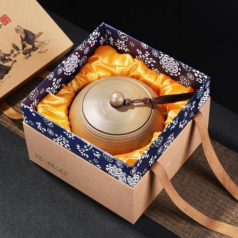 茶粗陶如意粗陶叶礼盒大号 陶茶瓷叶包罐装盒密封罐散茶1斤装礼品