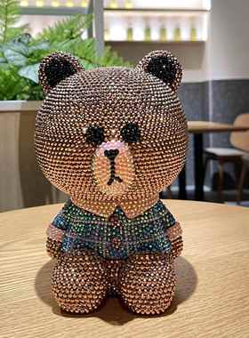 高档手工DI钻石粉色女孩独兽饰品粉物色可爱的礼情人节礼物角工Y