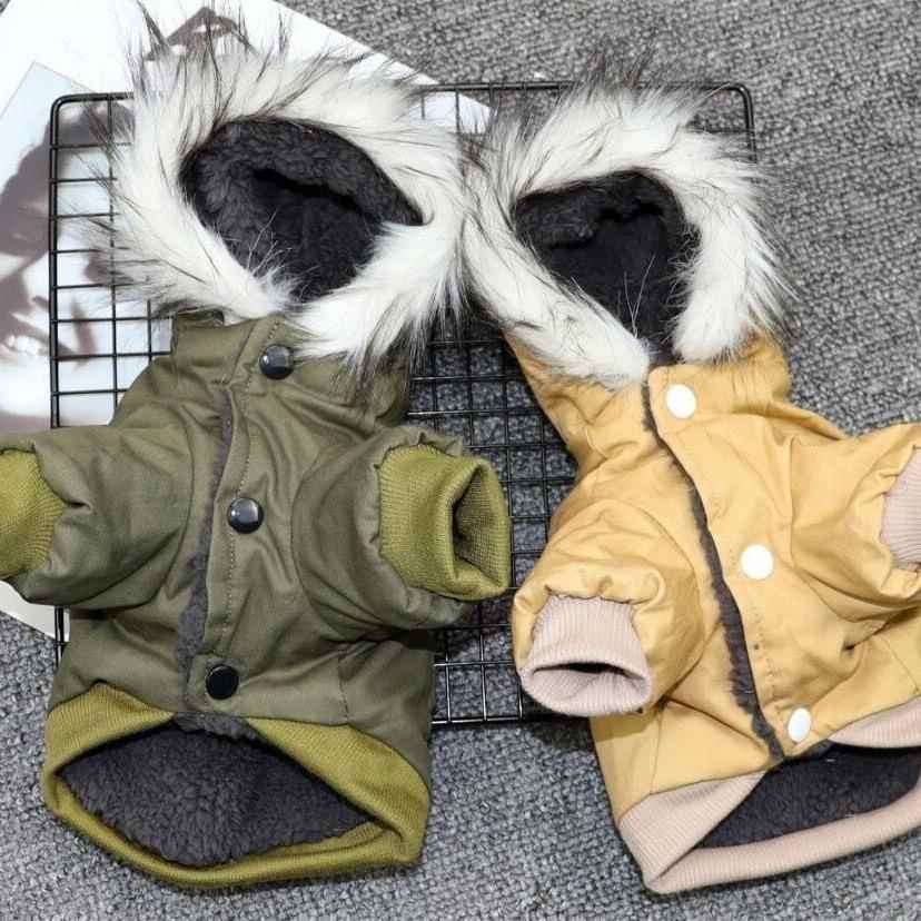 新款直销秋冬新款宠物狗狗双层加绒毛领工装棉衣登山服小型犬冬装