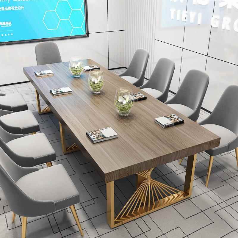 创意实木长条会议桌简约现代会议室小型洽谈培训员工办公桌椅组合