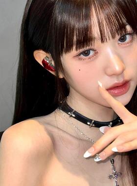 张元英黑色项圈女choker皮质颈环个性高级感颈链颈带脖子颈圈