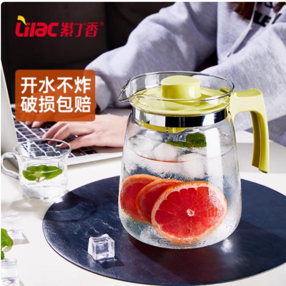 紫丁香耐高温玻璃凉水壶大容量扎壶泡茶壶冷水壶花茶壶果汁壶水具