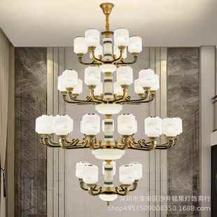 新中式 楼大吊灯气中国风别墅酒店多层复大楼中329楼挑空吊大灯 式