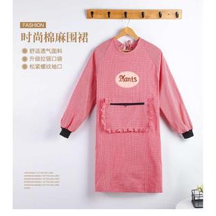 男女翻領(lǐng)圍裙防污廚房做飯長袖 耐磨棉罩衣家用圍腰 圍裙時(shí)尚 新款