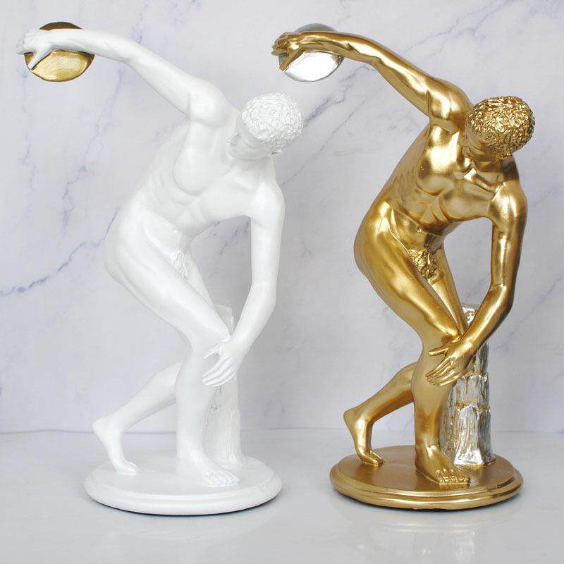 人物雕塑铁饼投掷男运动员树脂书房办公室家庭桌面装饰摆件