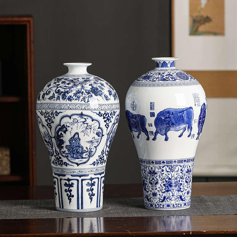 景德镇明清仿古花瓶中式陶瓷花瓶博古架装饰花瓶新中式陶瓷花瓶