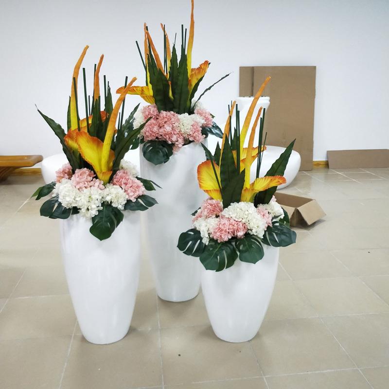 玻璃钢花盆简约斜口花钵商场装饰摆件售楼部花瓶户外组合花器美陈