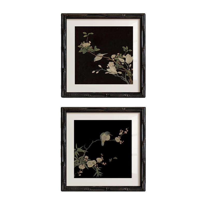 禅意花鸟客厅小幅组合装饰画中古风餐厅饭厅挂画中式国风艺术壁画