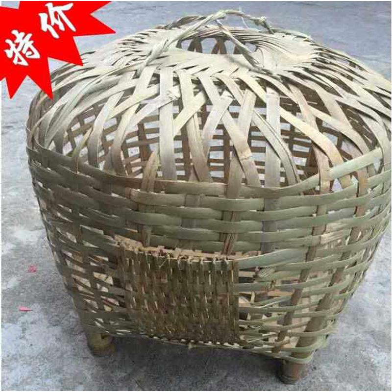 手工竹编制  头层竹叶青大号竹鸡笼鸟笼可裝家畜鸭鹅笼