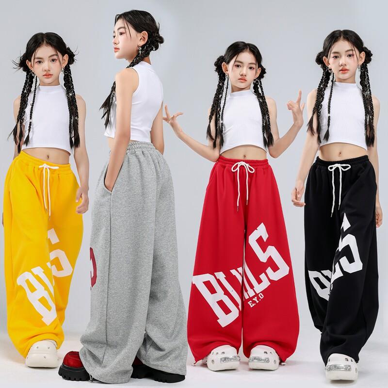 女童爵士舞服露脐背心儿童夏季jazz练功休闲运动卫裤表演出服套装