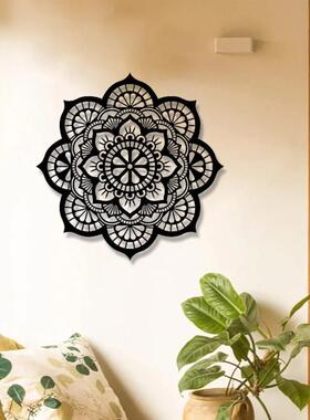 外贸简约铁艺曼陀罗莲花挂件墙壁剪影挂饰瑜伽房背景壁挂金属工艺